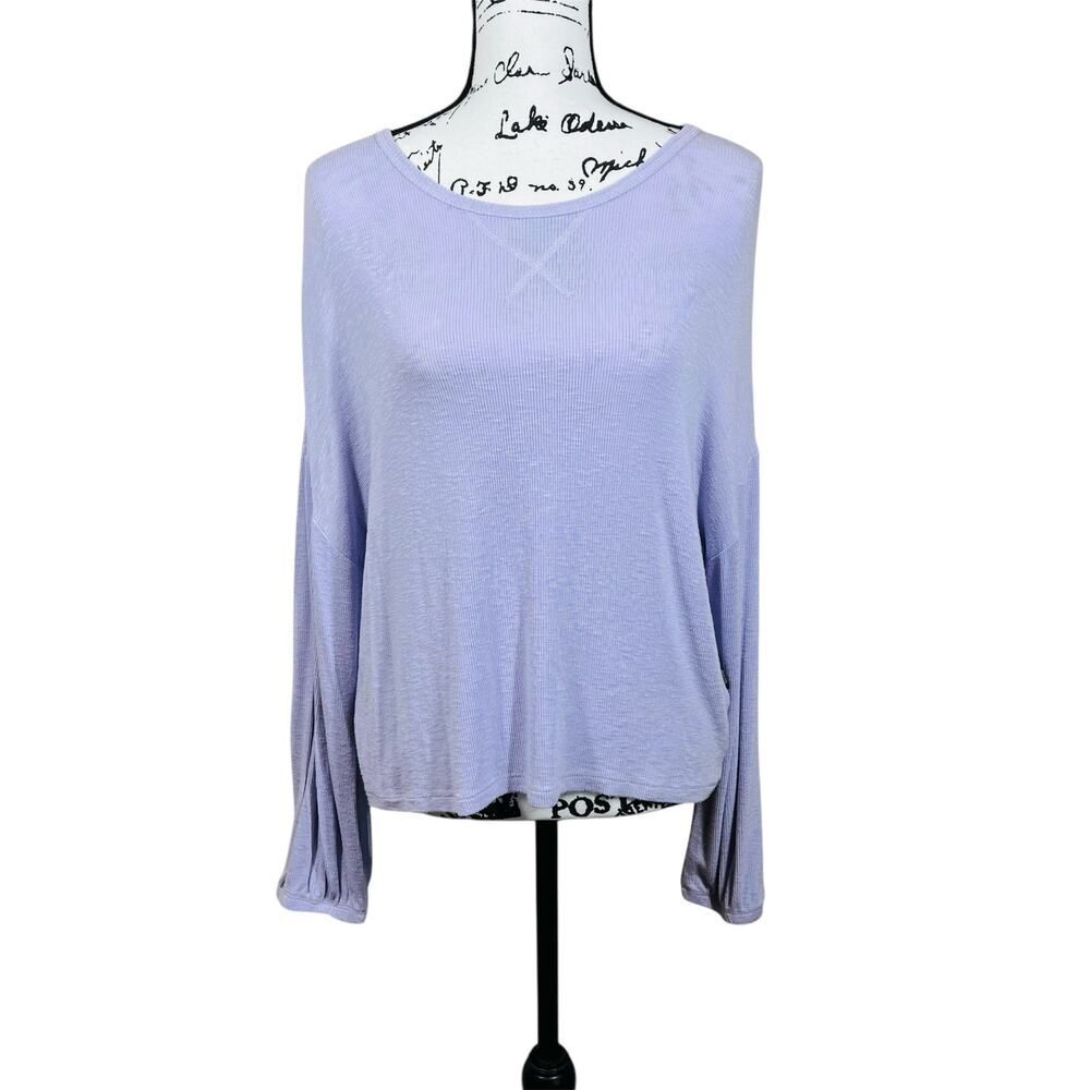 Buffalo by David Bitton lavender long butterfly sleeve ribbed top size M casual